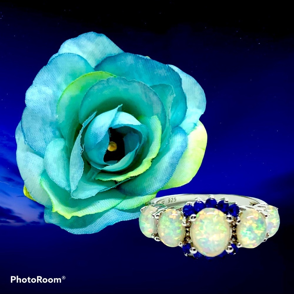 Gorgeous White Fire Opal Ring.  Size 9